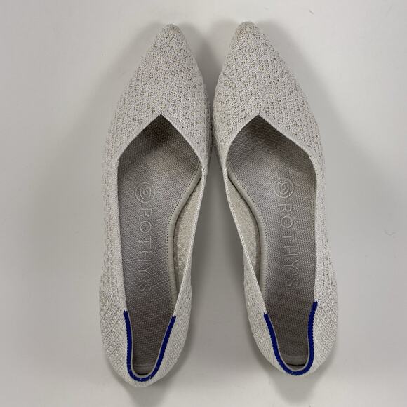 Rothy’s The Point Pointed Toe Flats Womens Size 5.5 White Salt Honeycomb Rothys - Picture 5 of 9
